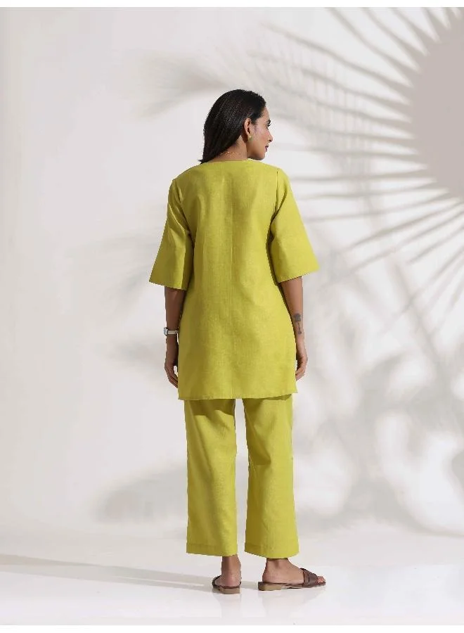 trueBrowns trueBrowns Lime Slub Co-ord Set