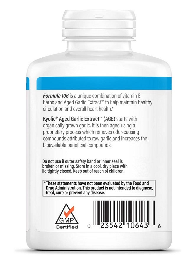 Kyolic Aged Garlic Extract Formula 106, Circulation Health, 300 Capsules (Packaging May Vary) - Image 2