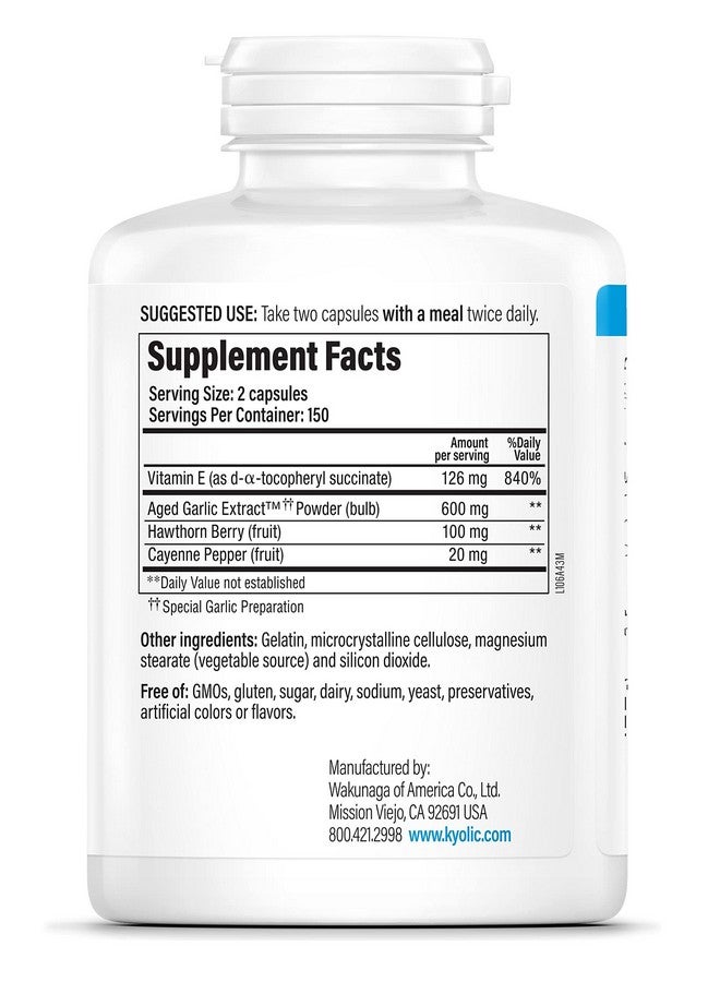 Kyolic Aged Garlic Extract Formula 106, Circulation Health, 300 Capsules (Packaging May Vary) - Image 3