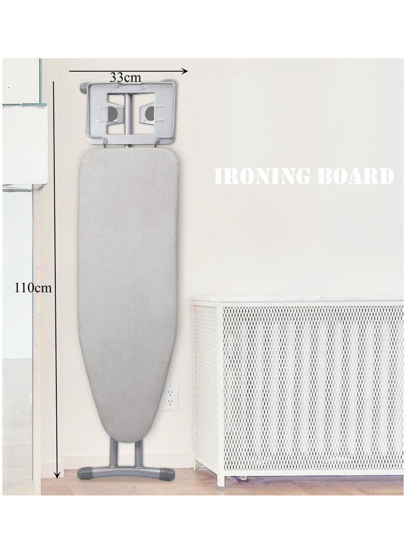 SKY-TOUCH Ironing Board 110x33cm Folding Ironing Stand with Jumbo Iron Rest Heavy Sturdy Metal Frame Legs Iron Stand Ironing Board Adjustable Height for Home Laundry Room or Dorm Use Grey - Image 4