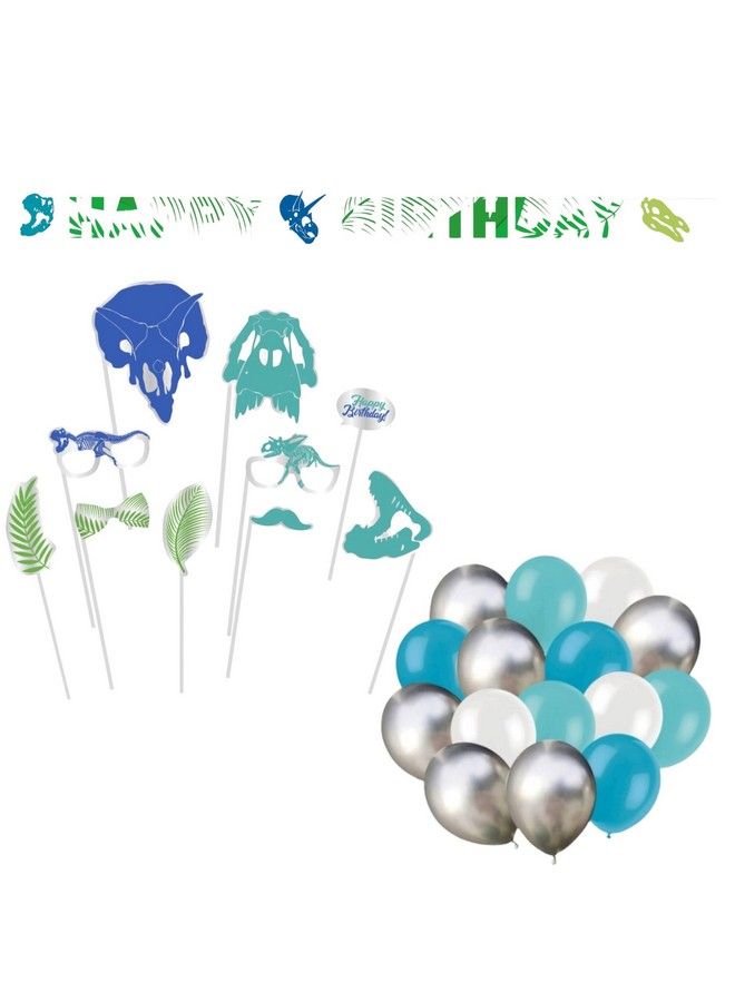 Oojami Serves 24 Ultimate Dinosaur Dino Watercolor Party Supplies Includes Platesnapkinstable Coversballoons Banner Swirls Photo Props Ideal For Birthday Dinosaur Skeleton Theme Party Decor - Image 5