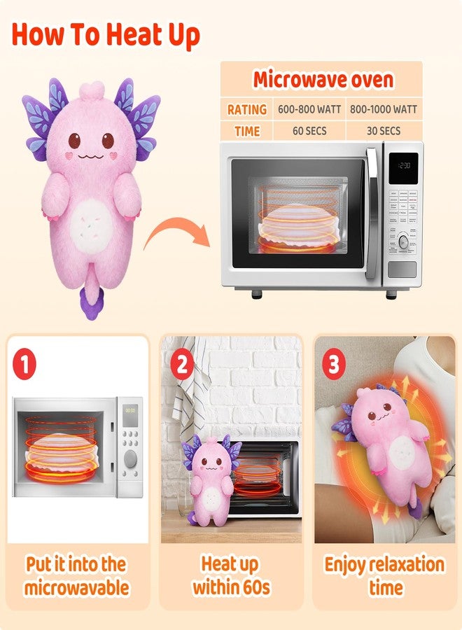 Mewaii Axolotl Plush Microwavable Stuffed Animal Unscented 0.9lbs Volcanic Rock Warm Plush 50-Minute Long-Lasting Cozy Warmth Soft Heatable Plush Toy Comfort Gift for Girls and Women - Image 2