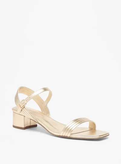 Celeste Women's Textured Block Heel Sandals with Buckle Closure