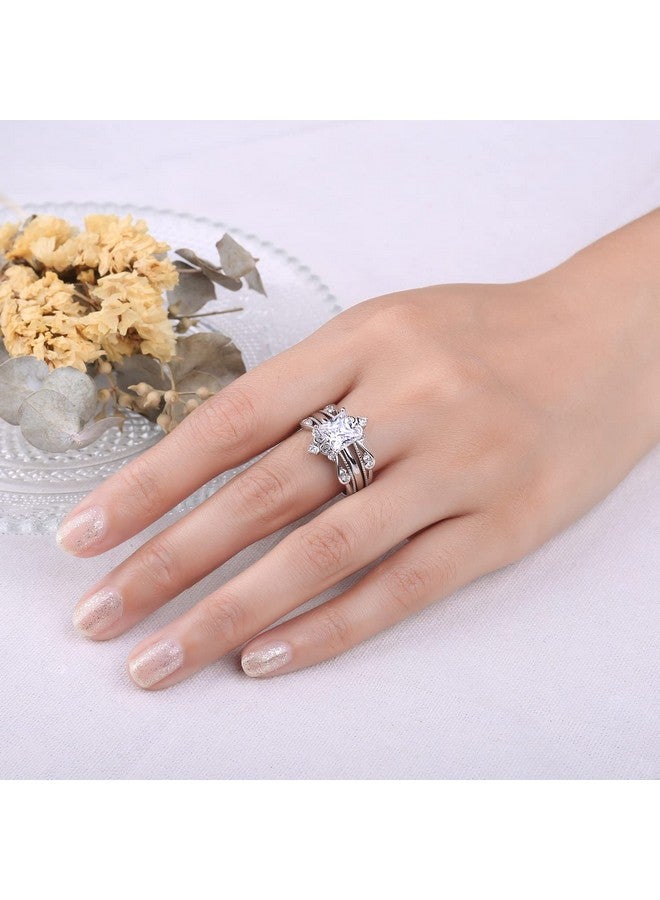 JewelryPalace خاتم خطوبة سوليتير بقصة أميرة عتيقة 2 قيراط من زركونيا مكعبة للنساء، خاتم وعد من الذهب الأبيض عيار 14 قيراط وفضة استرلينية 925، خاتم تعزيز التاج، خاتم زفاف، مجموعات الزفاف 5 - Image 4