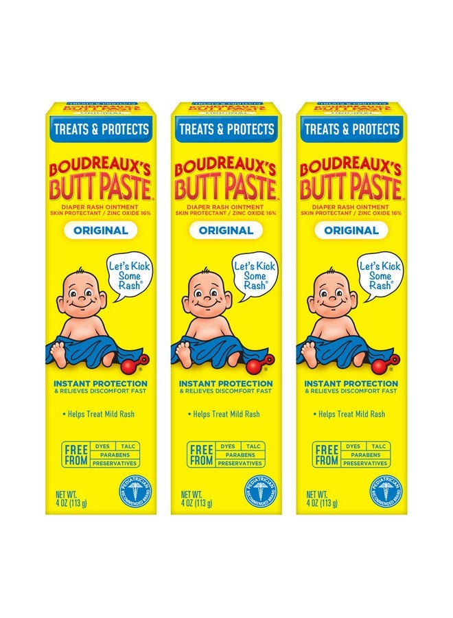 Boudreaux's Butt Paste Utt Paste Diaper Rash Ointment, 4 Oz, 3 Pack - Image 1