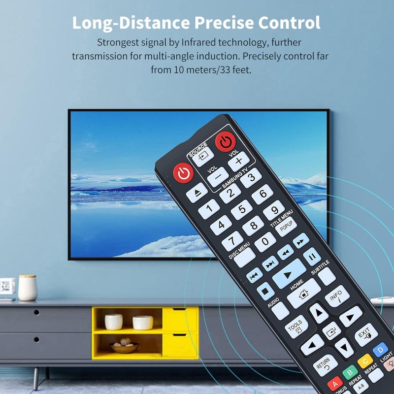 BOMAZ Replacement Remote Control for Samsung BD-H6500 BD-F5700 BD-HM57C BD-F5100 BD-H6500/ZA BD-F5100/ZX DVD Blu-Ray Player - Image 3