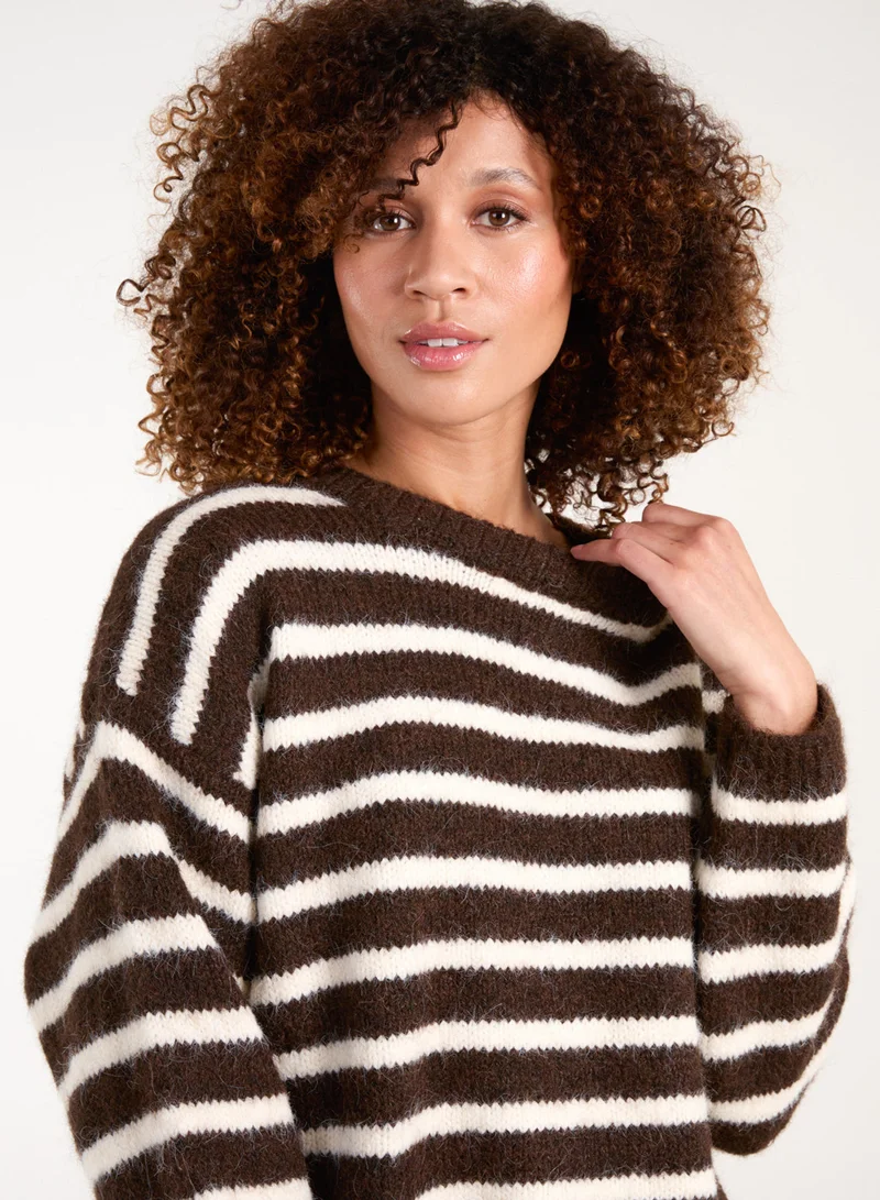 بلو فانيلا Soft Knit Round Neck Stripe Jumper