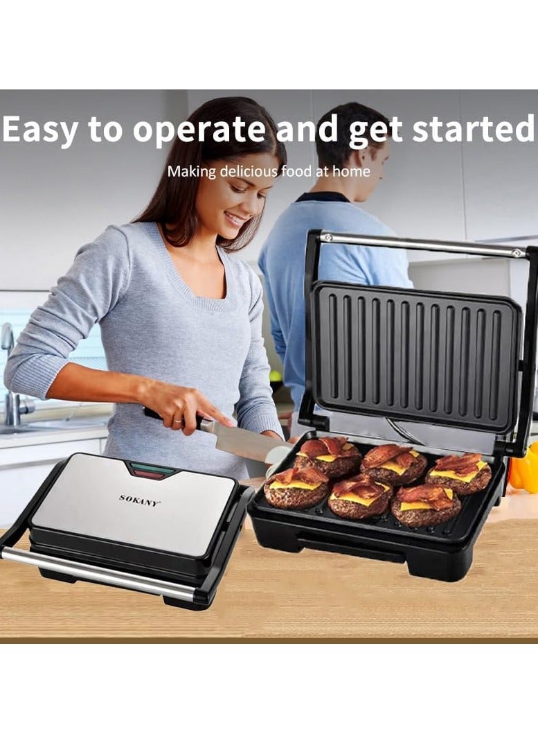 Sokany SK-223 Grill Maker 850W Electric Indoor Grill with Non-Stick Plates & Cool-Touch Handle – 220V - Image 5
