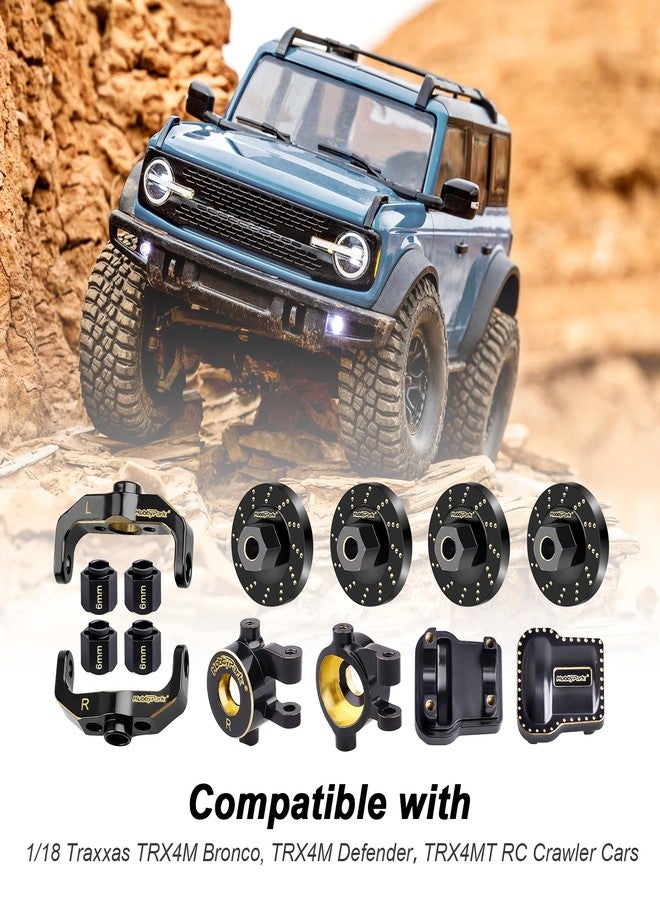 HobbyPark Brass Diff Covers Steering Knuckles Caster Blocks C-Hubs Extended Wheel Hex Spacers Wheel Weights for 1/18 Traxxas TRX4M TRX4MT Upgrades Replacement - Image 3