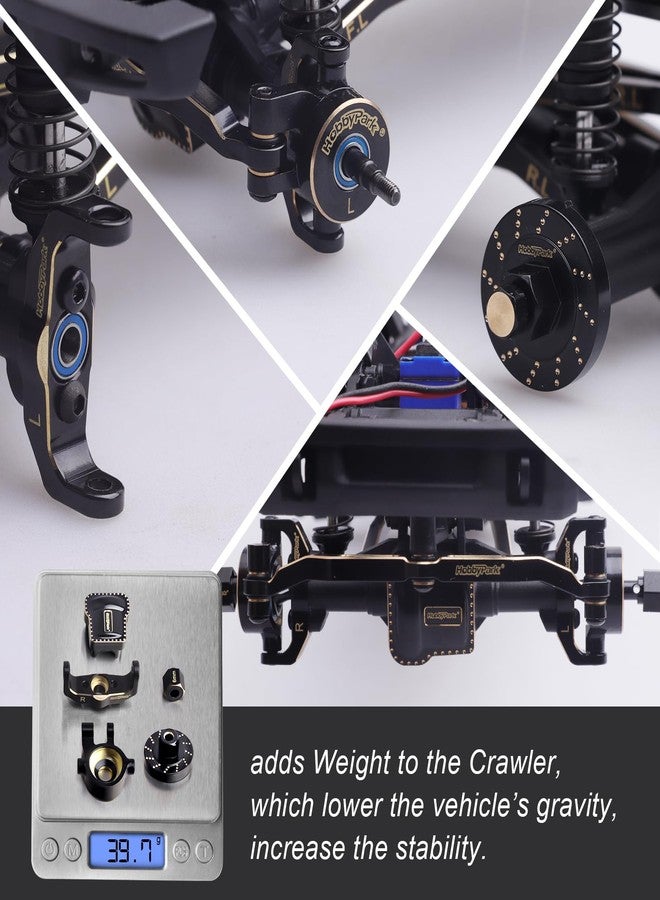 HobbyPark Brass Diff Covers Steering Knuckles Caster Blocks C-Hubs Extended Wheel Hex Spacers Wheel Weights for 1/18 Traxxas TRX4M TRX4MT Upgrades Replacement - Image 4