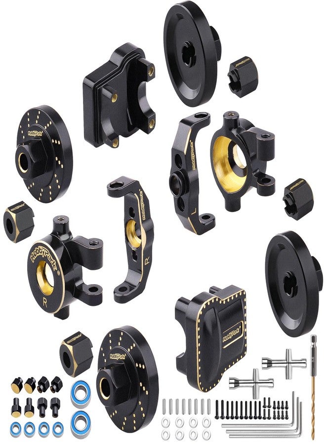 HobbyPark Brass Diff Covers Steering Knuckles Caster Blocks C-Hubs Extended Wheel Hex Spacers Wheel Weights for 1/18 Traxxas TRX4M TRX4MT Upgrades Replacement - Image 1