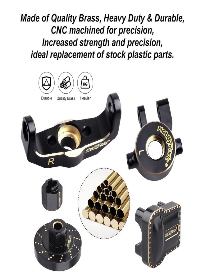 HobbyPark Brass Diff Covers Steering Knuckles Caster Blocks C-Hubs Extended Wheel Hex Spacers Wheel Weights for 1/18 Traxxas TRX4M TRX4MT Upgrades Replacement - Image 2