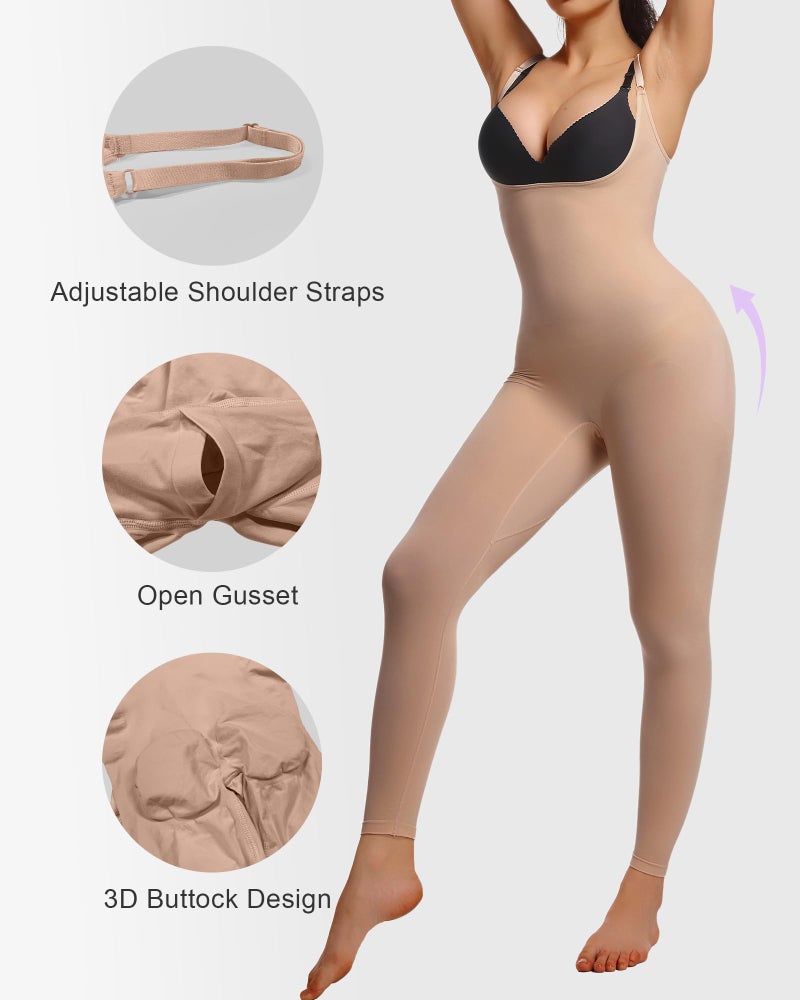 SHAPERX Hourglass Leggings 360 Compression 2 Sizes Look Full Body Shaper Breathable No Roll Down,SZ5802-Sienna-S/M - Image 5