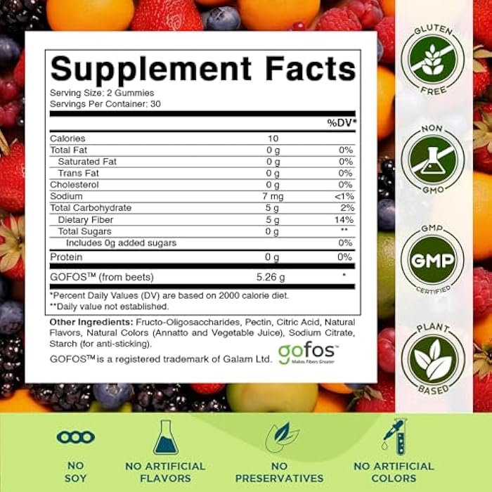 Vitamatic Kids Prebiotic Fiber Gummies – Extra Strength 4g Fiber – Zero Sugar Added – 60 Pectin-Based Gummies – Digestive Health & Regularity Support - Image 2