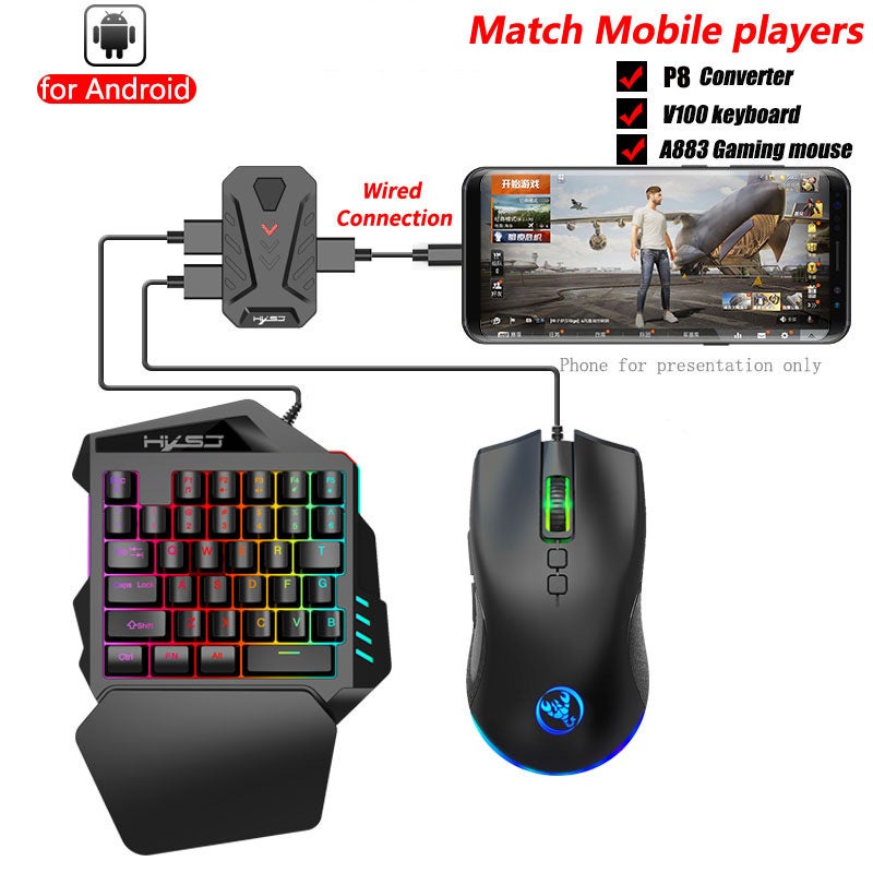 Hxsj P8 Keyboard And Mouse Android Version Of The Wired Game Converter Eat Chicken Pressure Gun Throne Manufacturers Spot - Image 4