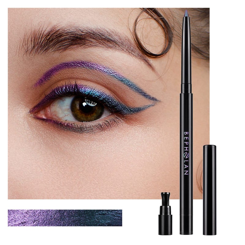 BEPHOLAN Metallic Eyeliner, Blue Purple Shifting Colors Glitter Waterproof Eyeliner, 24h Long-Lasting Pen, Purple-Blue (NORTHERN LIGHT) - Image 1