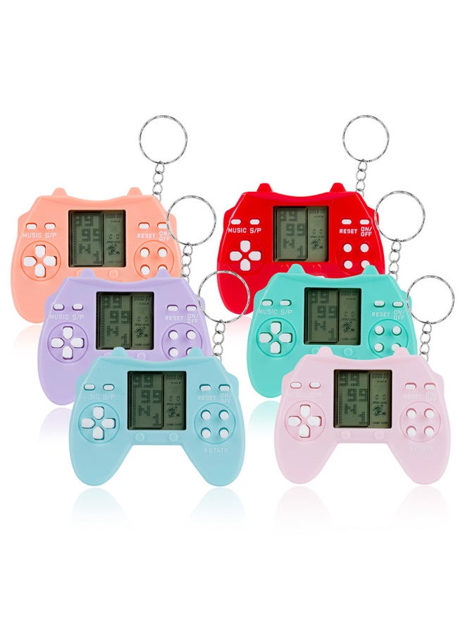Mini Handle Electronic Game Console Retro Nostalgic Toy Tetris Game Console Keychain Ornaments-Color:Macaron Powder  - Image 2