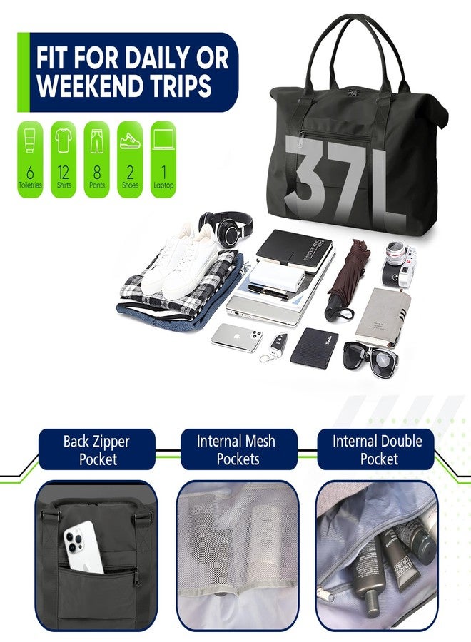 Easyfun Travel Duffle Bag, Weekender Travel Bag Men Small Gym Bag for Women, Hospital Bag for Labor and Delivery, Overnight Bag Luggage Bag with Trolley Sleeve, Airplane Travel Essentials for Flying(Black) - Image 4