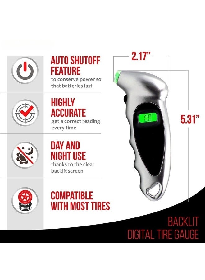 Backlit Digital Tire Pressure Gauge - Precisely Fill Your Tires With This Compressor Companion - - Image 3