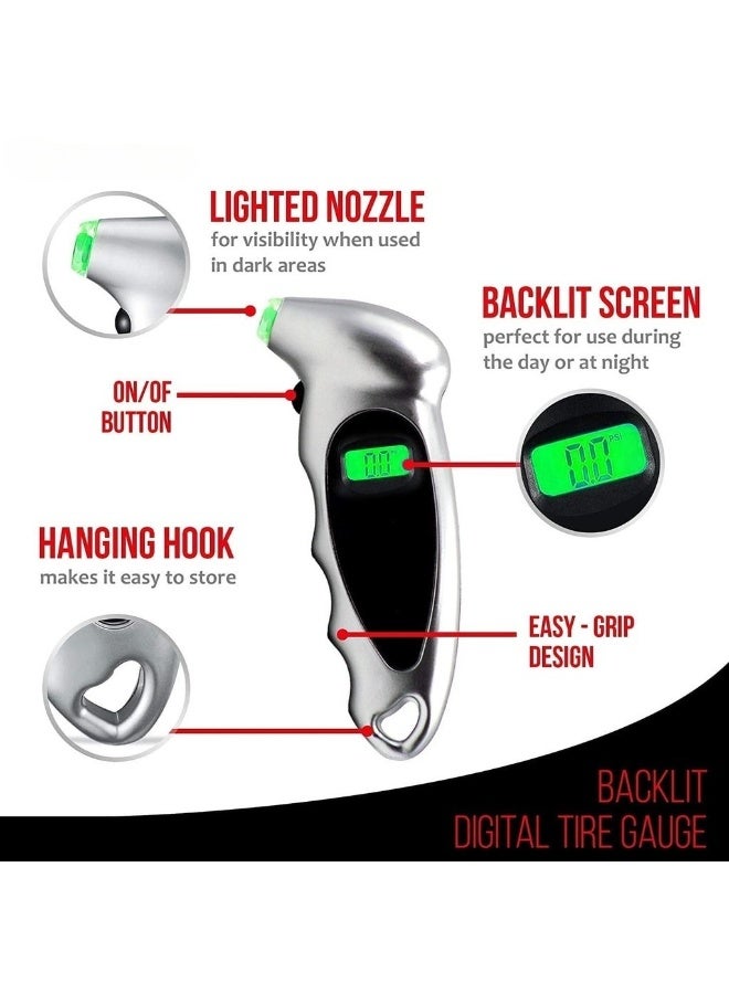 Backlit Digital Tire Pressure Gauge - Precisely Fill Your Tires With This Compressor Companion - - Image 1