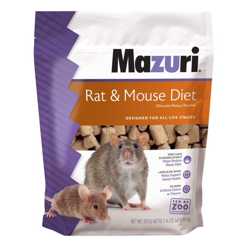 Mazuri | Pet Rat & Mouse Food | Rodent Pellet Blocks| 2 Pound (2 Lb.) Bag - Image 1