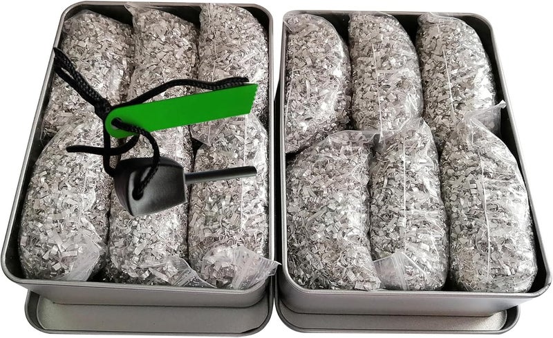 eGreen99 Magnesium Fire Starter Kit with Ferro Rod – Emergency Survival Gear with 12 Bags 99% Pure Magnesium + Waist Bag Waterproof Tin for Camping, Hiking, Bushcraft - Image 1