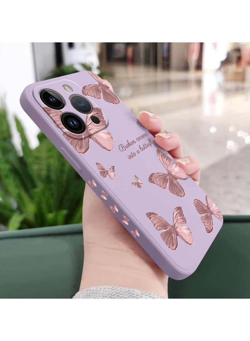 for iPhone 14 Pro Max Case Astronaut Butterfly Flower Pattern Soft Anti Scratch Microfiber Lining Inside Phone Cover, Anti Fingerprint Slim Fit Silicone Soft 14 Pro Max Case-Light Purple 3 - Image 3