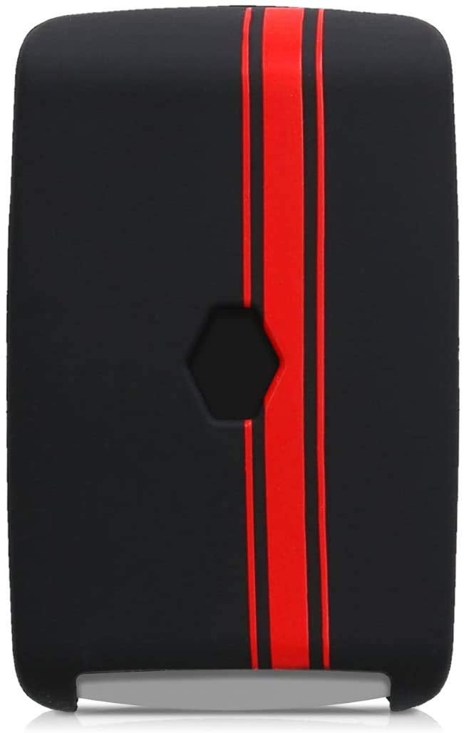 JVCV® Soft Silicone Key Cover Compatible with Renault Duster Kiger & Triber Smart Key - Stylish Durable Protective - Rally Stripe (Black Red) - Image 4