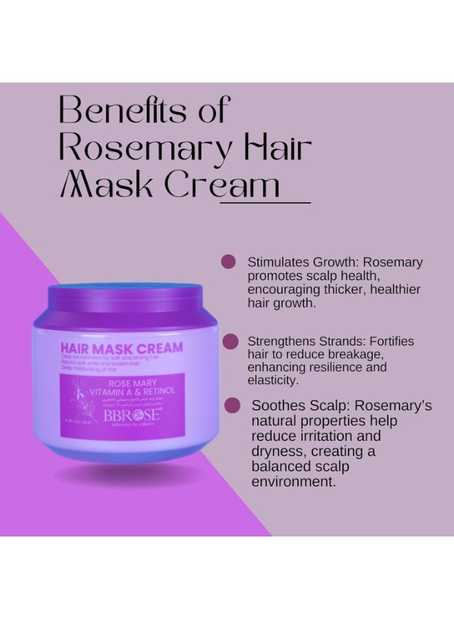 BBROSE Rosemary Hair Mask Cream (1000ml) | Deep Nourishment & Repair for Dry, Damaged Hair | Moisturizes, Reduces Frizz & Repairs Split Ends | Enhances Shine for Soft & Healthy Hair - Image 4
