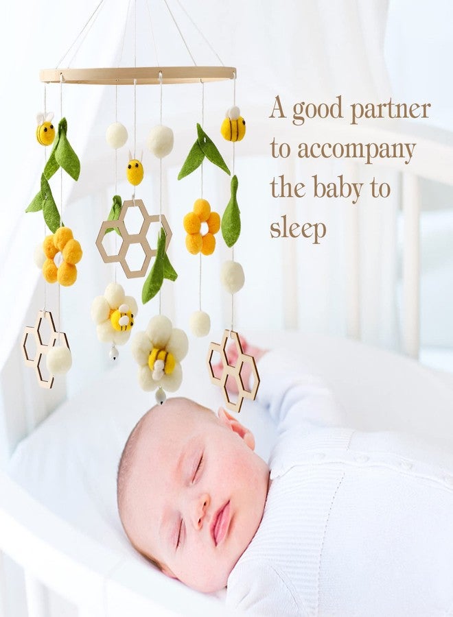 OESSUF Nursery Mobile for Boys Girls, Boho Bee Flower Nursery Decor Soothe Toy, Shower Set for Infant Bedroom Hanging Decoration, Yellow - Image 5