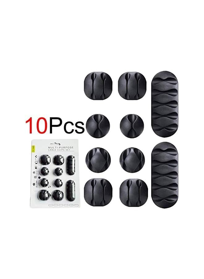 PROMASS Set of 10 USB Cable Clips, Strong Adhesive Silicone Desktop Cable Organizer Wire Holder Multipurpose Cord Management Accessories for Home and Office（ Black） - Image 3