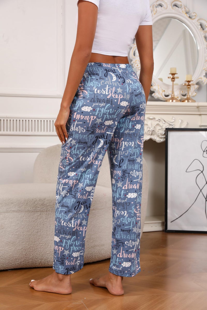 PNAEONG Pajama Pants Women 3 Pack Soft Cotton Lounge Pants Women Comfy PJ Casual Sleep Pant Print Women's Pajama Bottoms Sleepwear with Elastic Waistband & Pockets, Good Night+Coffee+Pink-L - Image 4