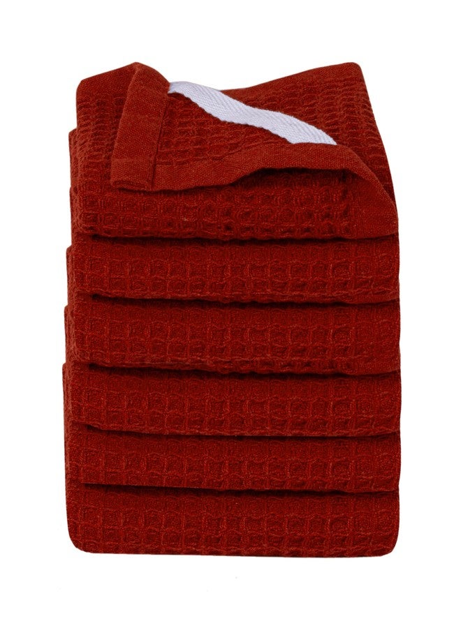 WHITEWRAP Premium Cotton Classic Waffle Weave Kitchen Dish Cloths, 12x12 Inch Ultra Absorbent Lint-Free Dish Towels, Fast Drying Dishcloths for Washing Dishes, 6 Pack, Red - Image 1