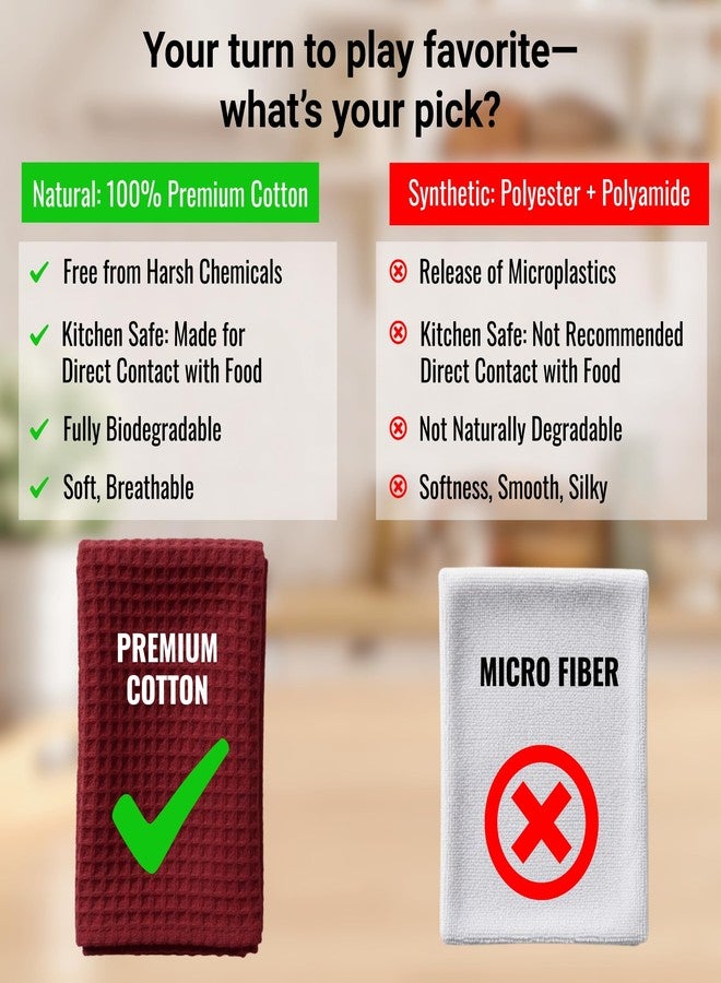 WHITEWRAP Premium Cotton Classic Waffle Weave Kitchen Dish Cloths, 12x12 Inch Ultra Absorbent Lint-Free Dish Towels, Fast Drying Dishcloths for Washing Dishes, 6 Pack, Red - Image 5