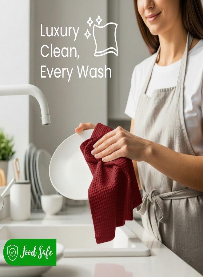 WHITEWRAP Premium Cotton Classic Waffle Weave Kitchen Dish Cloths, 12x12 Inch Ultra Absorbent Lint-Free Dish Towels, Fast Drying Dishcloths for Washing Dishes, 6 Pack, Red - Image 2
