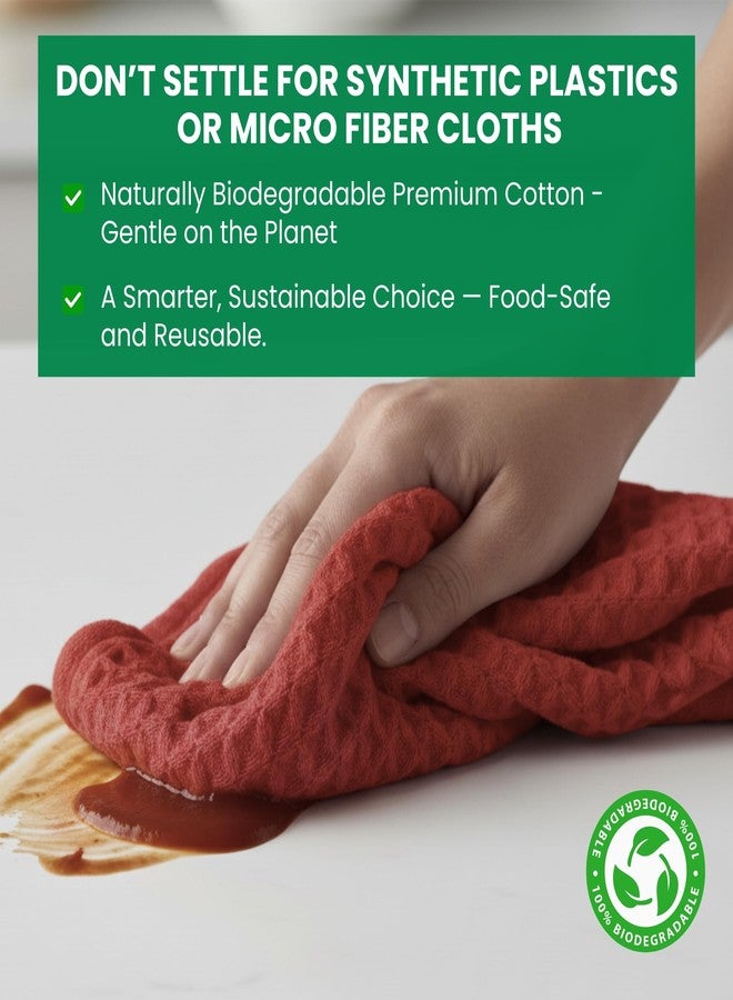 WHITEWRAP Premium Cotton Classic Waffle Weave Kitchen Dish Cloths, 12x12 Inch Ultra Absorbent Lint-Free Dish Towels, Fast Drying Dishcloths for Washing Dishes, 6 Pack, Red - Image 3