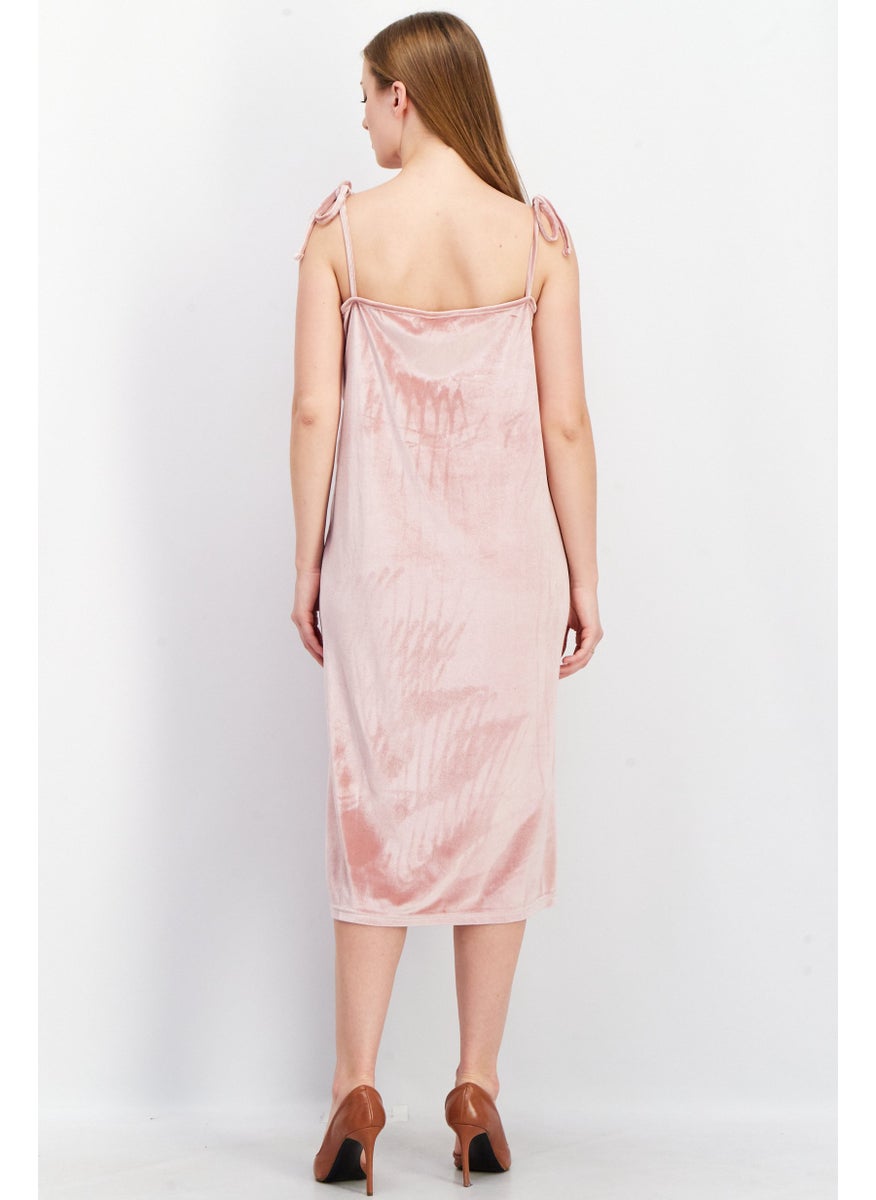 Skinny Dip London - Women Sleeveless Solid Midi Slip Dress, Pink - Image 1
