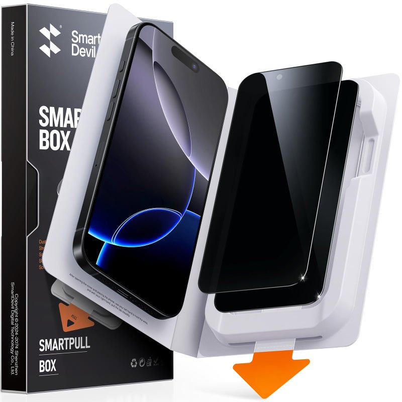 SMARTDEVIL 2 Pack for iPhone 16 Pro Privacy Screen Protector, Military Grade Shatterproof, 9H Hardness, Anti-Spy Tempered Glass, Fast & Easy Instlltion, Case Friendly - Image 1