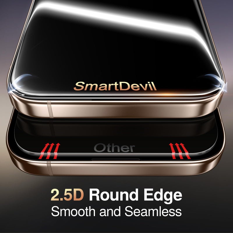 SMARTDEVIL 2 Pack for iPhone 16 Pro Privacy Screen Protector, Military Grade Shatterproof, 9H Hardness, Anti-Spy Tempered Glass, Fast & Easy Instlltion, Case Friendly - Image 2