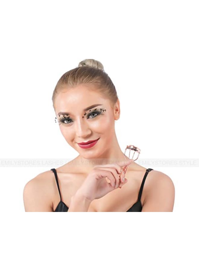 EMILYSTORES Professional Makeup Tool For Eyelashes With 2 Replacement Silicone Refill Pads Pinch Pain Free Metal Eyelash Curler 1Pc, Golden Color - Image 4