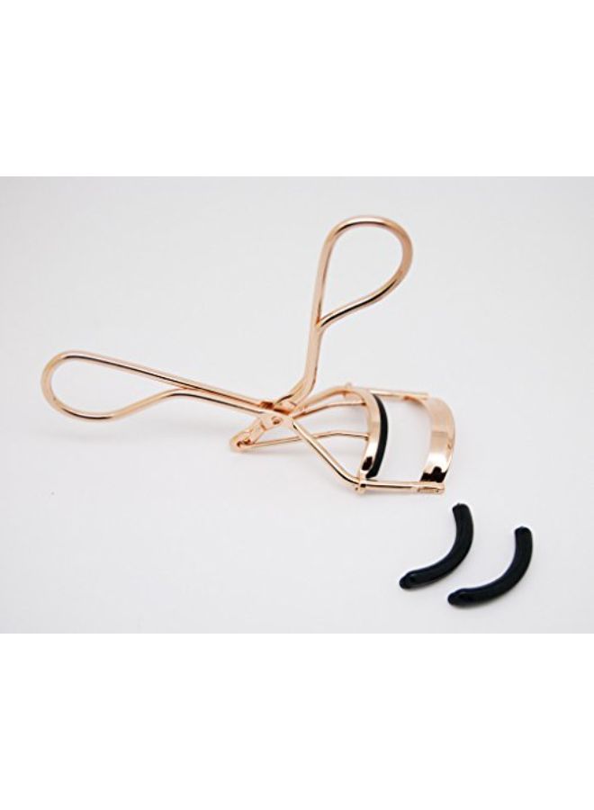 EMILYSTORES Professional Makeup Tool For Eyelashes With 2 Replacement Silicone Refill Pads Pinch Pain Free Metal Eyelash Curler 1Pc, Golden Color - Image 2