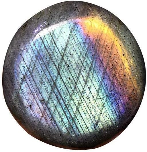 Natural Labradorite Palm Stone Worry Stones Purple Flash Irregular Sphere Healing Crystal Quartz Gemstone Pocket Stone for Reiki Chakra Balancing Decoration Purple Flash Labradorite 2050Grams