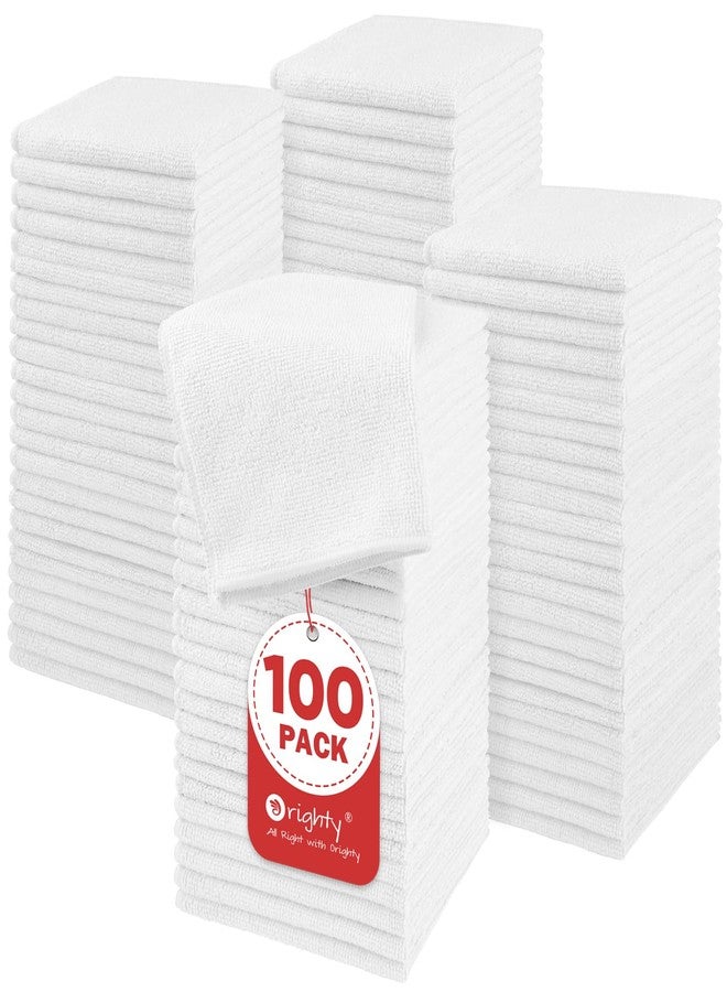 Orighty Microfiber Washcloths Bulk Towels Set 100 Pack, Highly Absorbent and Soft Feel Face Cloths, Multi-Purpose Wash Cloths & Hand Towels for Bathroom, Hotel, Spa, and Gym, 12x12 Inch, White - Image 1