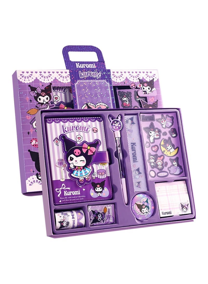 general Kuromi Stationery Set - Booklet Planner, Pocket Notepad, Tape, Ruler, Pen and Stickers - Perfect Birthday Gift for Girls aged 4-12 years old, Ideal Back to School Gift for Kids! - Image 1