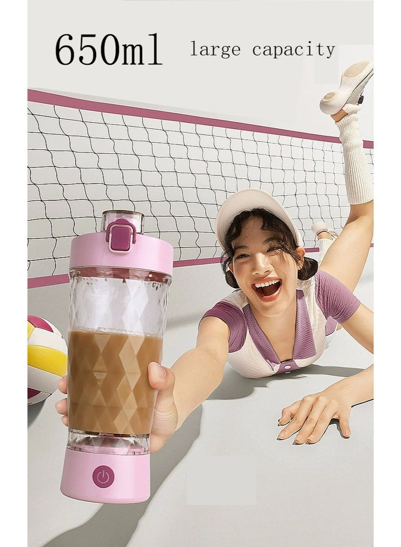 650ml Rechargeable Fully Automatic Mixing Cup - Travel Shaker, Gym Protein Mixer, And Electric Mixer, Suitable For Exercise And Fitness, Made Of Tritan - Does Not Contain Bisphenol A-26oz Vortex Portable Mixing Cup/Usb Type-C Rechargeable Shaker Cup, As A Birthday Gift For Ladies And Mothers (Pink) - Image 2