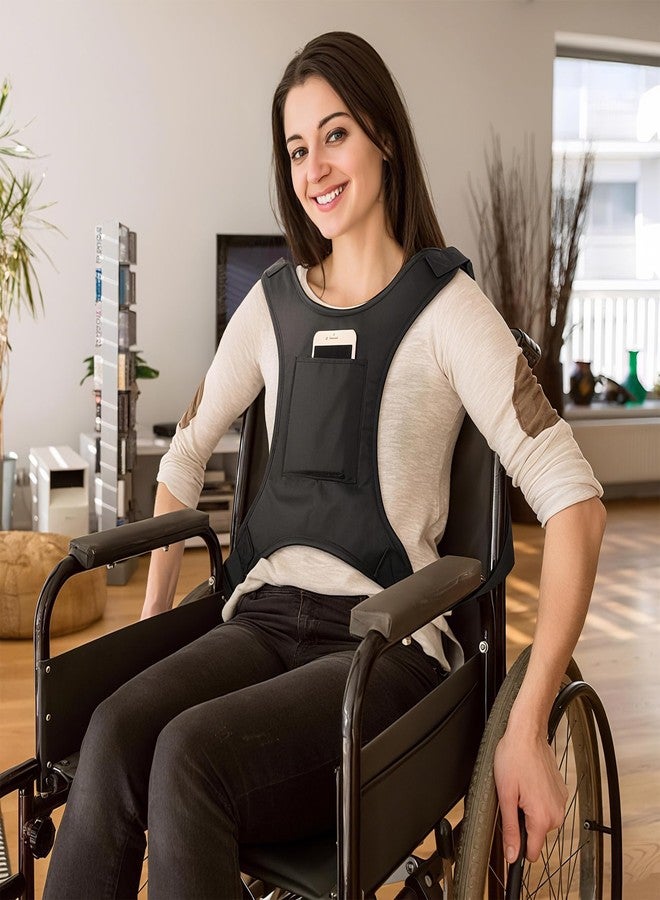 SOFFRIA Wheelchair Seat Belt for Adults Chest Harness Safety Strap Restraints for Elderly & Disabled Torso Support with Adjustable Anti-Slip Restraint Vest Black - Image 1