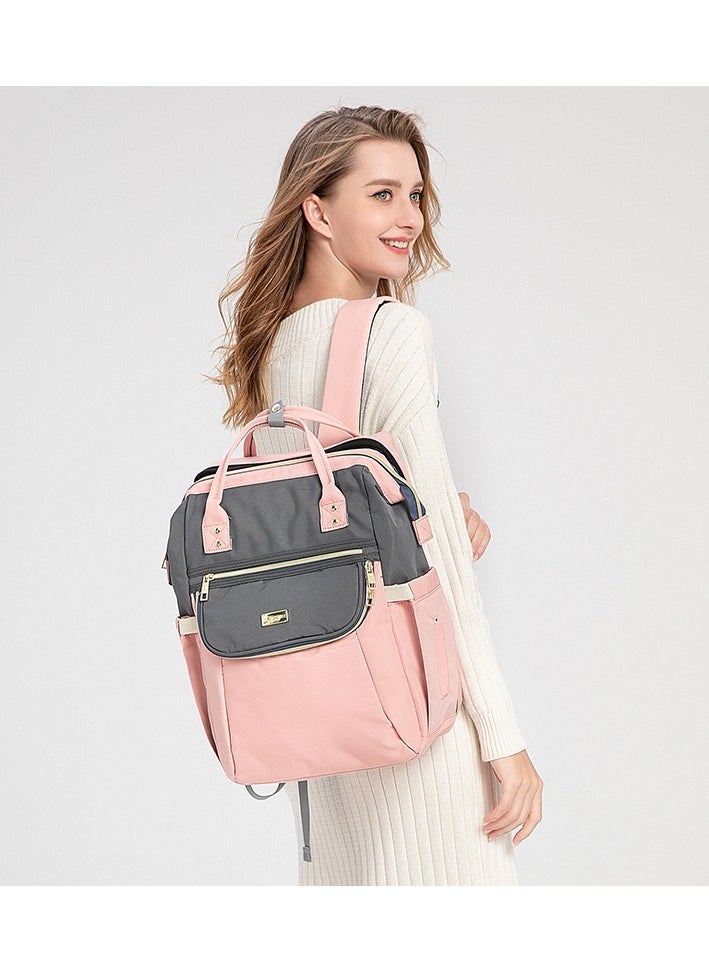 Majestic 137 Baby Bed Maternity Diaper Waterproof Multifunctional large capacity backpack bag with USB Charging output - Pink/Grey  - Image 5
