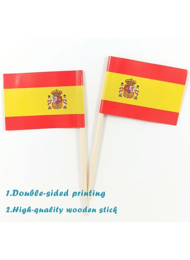 QQSD 100 Pcs Spain Flag Toothpicks, Spanish Cupcake Toppers Decorations, Mini Small Cocktail Pick Sticks, Cake Topper Picks - Image 3