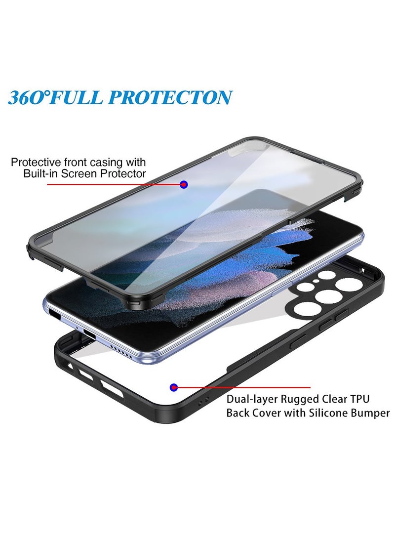 ثلاثة نمور لـ Samsung Galaxy S23 Ultra Case, رقيقة جدا خفيفة الوزن, حماية مزدوجة الجانب الشامل, غطاء خلفي واضح أكريليك Samsung Galaxy S23 Ultra, أسود - Image 3