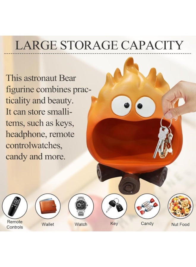 SYOSI Decorative Candy Dish Bowl, Resin Key Dish Holder for Entryway Table Decor, Funny Resin Flame Statue, Unique Sculpture Figurine with Candy Bowl for Home, Office, Party, Living Room Decoration - Image 3